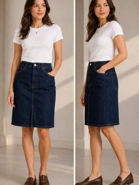 Gap Jeans Women's Stretch Dark Denim Skirt - Size 8